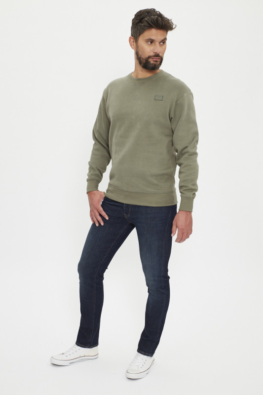 sweat vert ras du cou relaxed fit homme