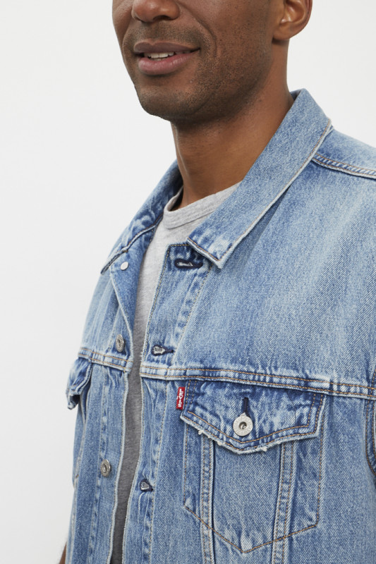 Veste Trucker sans manches bleu délavé levi's en coton 