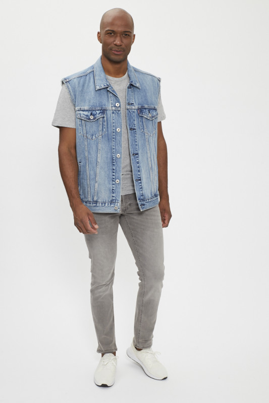 Veste Trucker sans manches bleu délavé