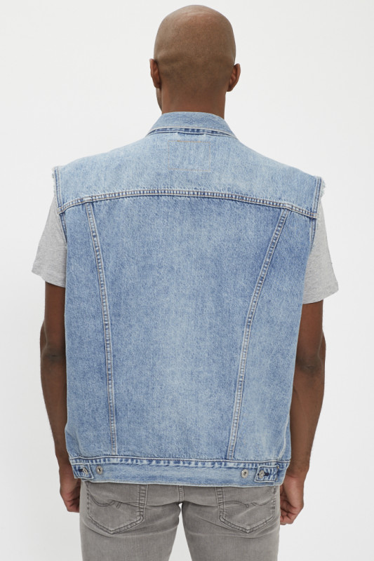Veste Trucker sans manches bleu délavé homme levi's