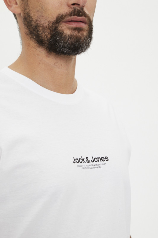 T-shirt blanc en jersey floqué