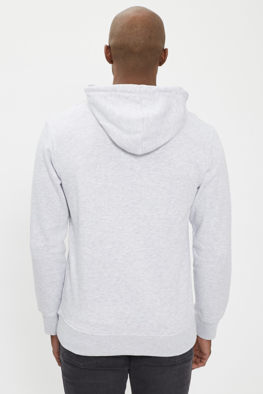 Hoodie blanc chiné à capuche coton mélangé