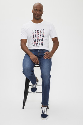 T-shirt blanc logo bicolore