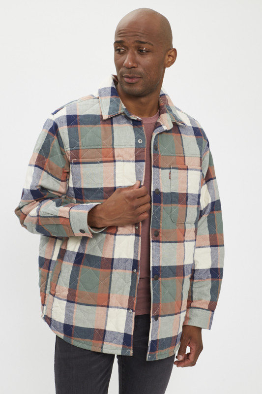 surchemise matelassée à carreaux multicolores