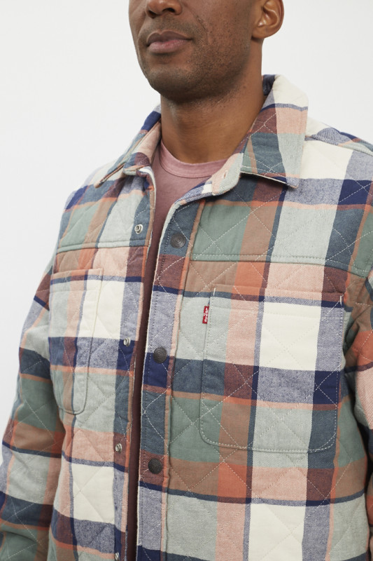 surchemise matelassée à carreaux multicolores homme