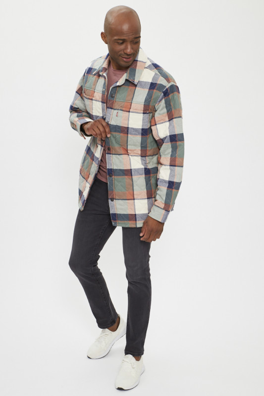 surchemise matelassée à carreaux multicolores levi's