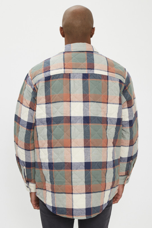surchemise matelassée à carreaux multicolores en coton