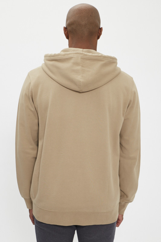 Sweat à capuche zippé en coton beige homme Levi's
