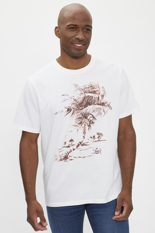 T-shirt droit motif palmier 100% coton homme