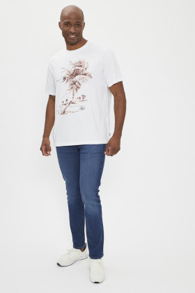 T-shirt droit motif palmier 100% coton
