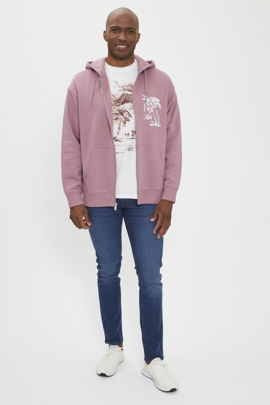 Sweat à capuche rose fermeture zippée