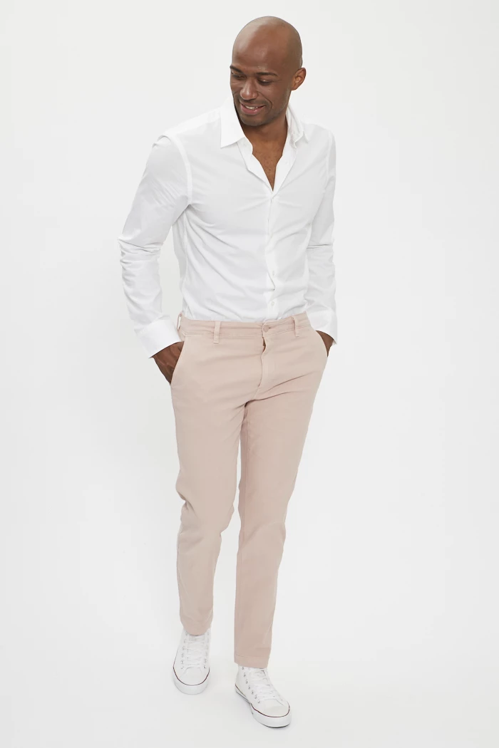 Pantalon Noir Tenue Chemise Rose Homme Costume Rose Pâle GIORGIO