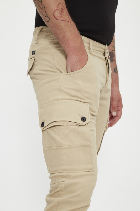 Pantalon cargo white pepper en coton et élasthanne
