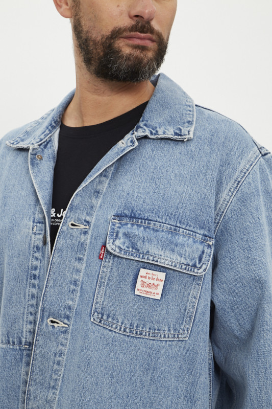 Workjacket en jeans bleu denim levi's en coton 