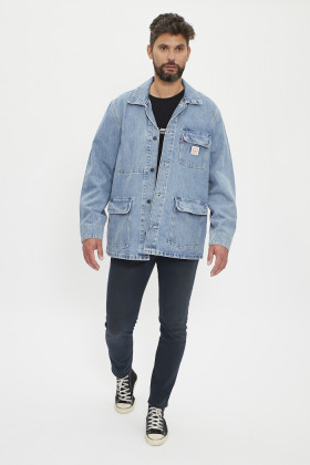 Workjacket en jeans bleu denim