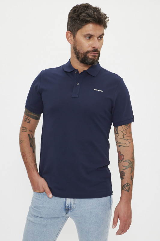 Polo classique bleu marine 100% coton homme