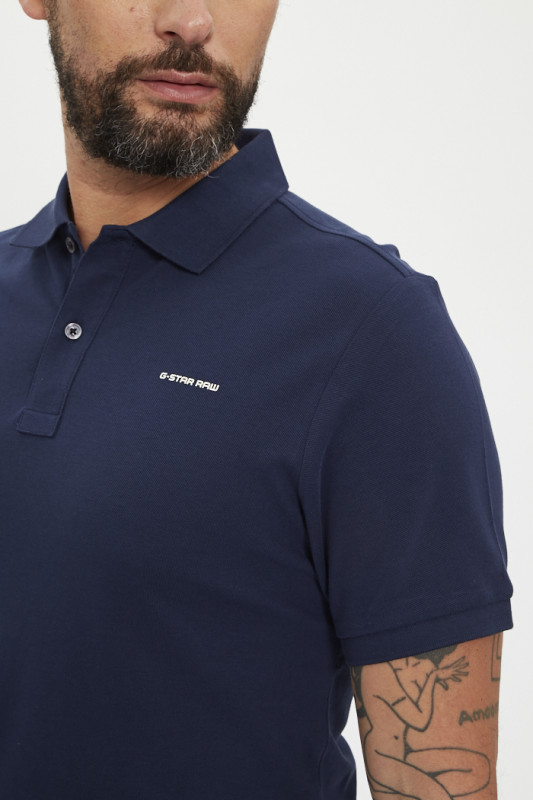 Polo classique bleu marine 100% coton manches courtes