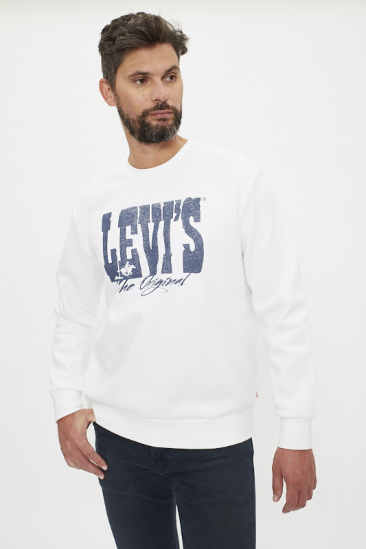 Sweatshirt standard graphic crew western blanc homme 