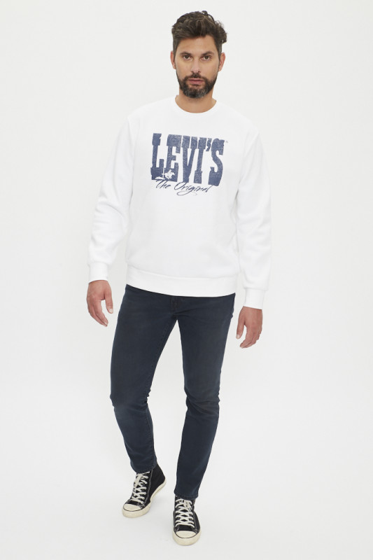Sweatshirt standard graphic crew western blanc