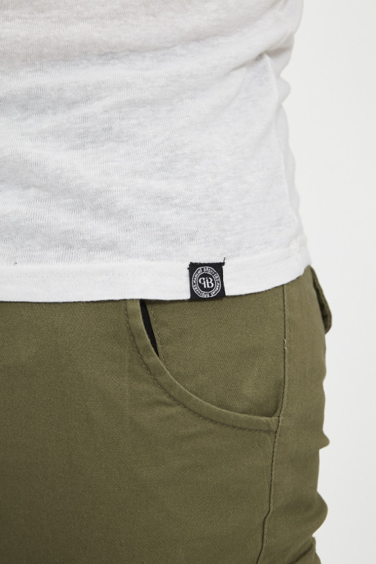 T-shirt Tom col V blanc lin mélangé