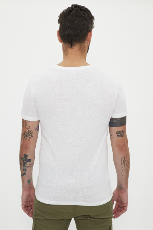 T-shirt Tom col V blanc Paname Brothers