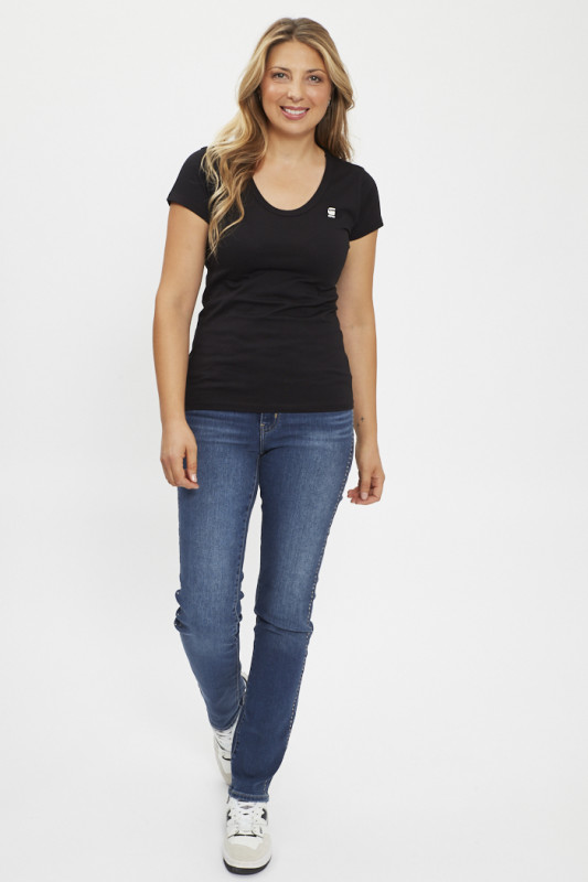 T-Shirt noir coupe slim 100% coton manches courte G-Star femme