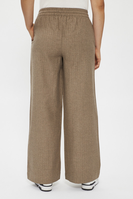 Pantalon large marron en coton recyclé