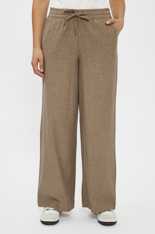 Pantalon large marron en coton recyclé femme