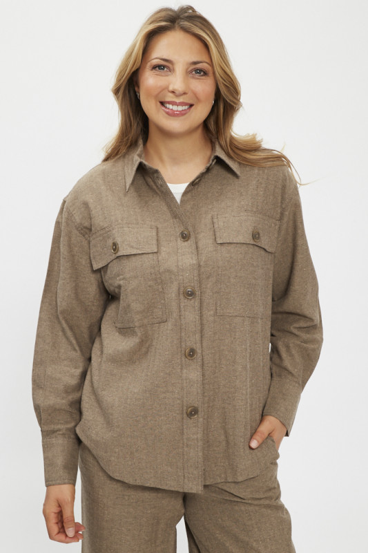 Chemise coupe regular marron femme