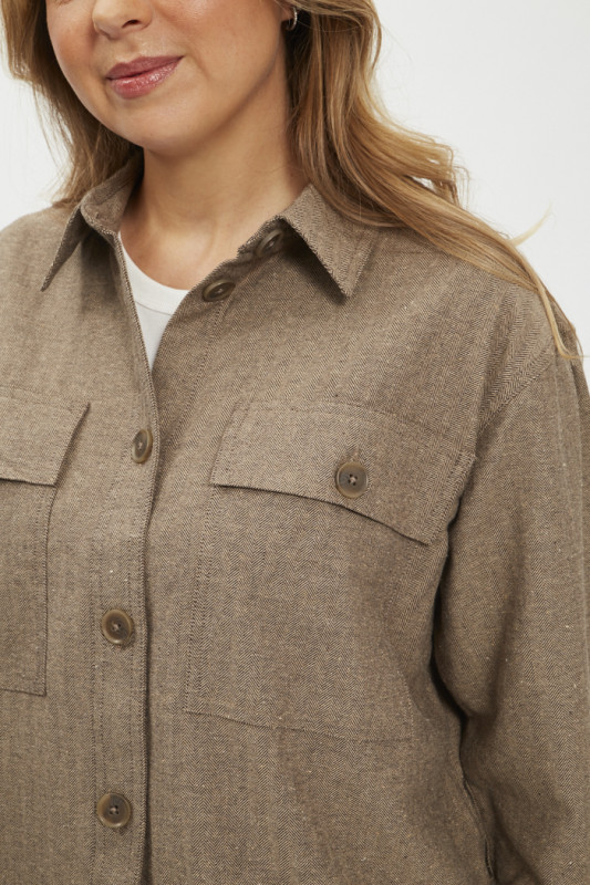 Chemise coupe regular marron manches longues