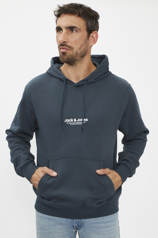 Sweat à capuche vert forêt coton mélangé homme manches longues