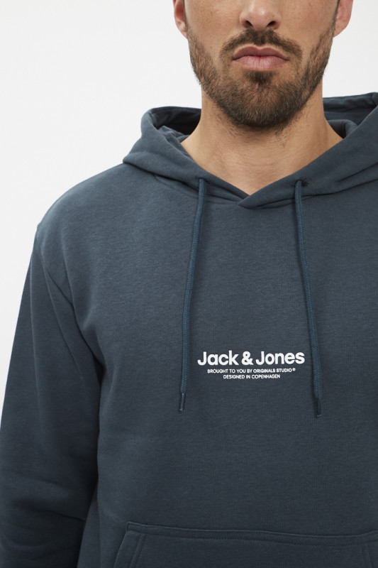 Sweat à capuche vert forêt coton mélangé homme avec cordon de serrage