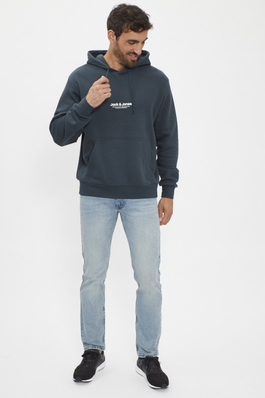 Sweat à capuche vert forêt coton mélangé homme poche kangourou