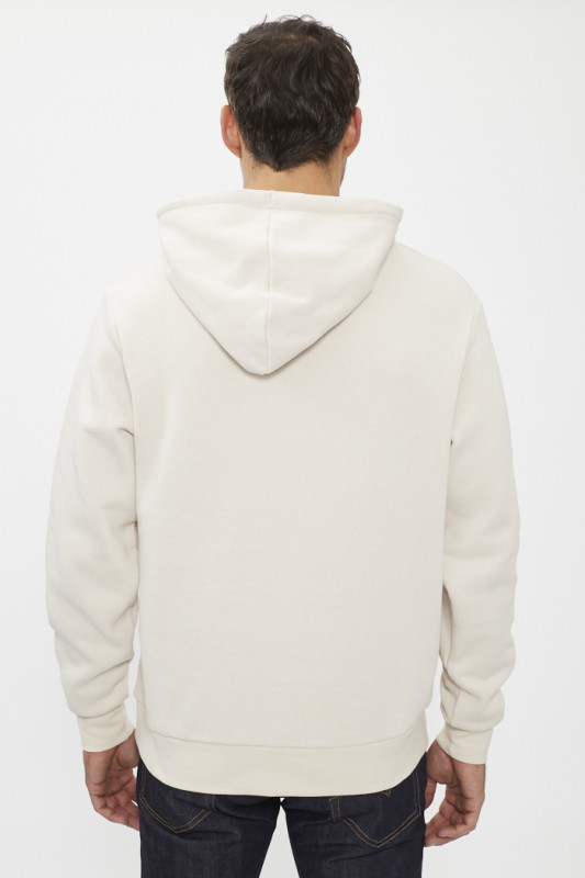 Sweat à capuche crème coton mélangé jack & jones manches longues