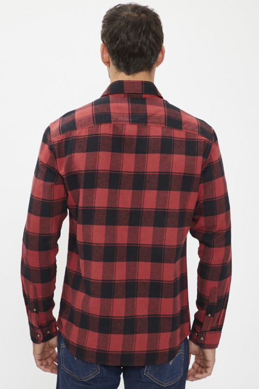 Chemise Buffalo à carreaux rouge et noir manches longues