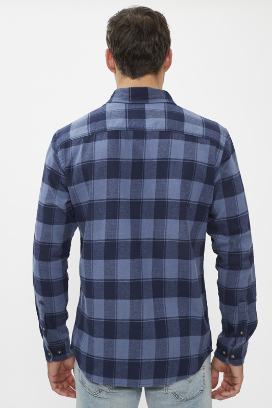 Chemise buffalo à carreaux vintage indigo homme jack & jones manches longues