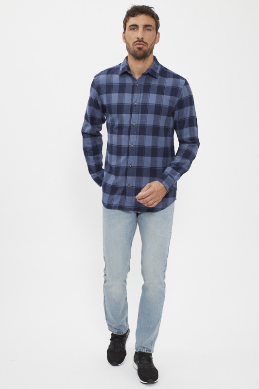 Chemise buffalo à carreaux vintage indigo homme jack & jones coupe ajustée