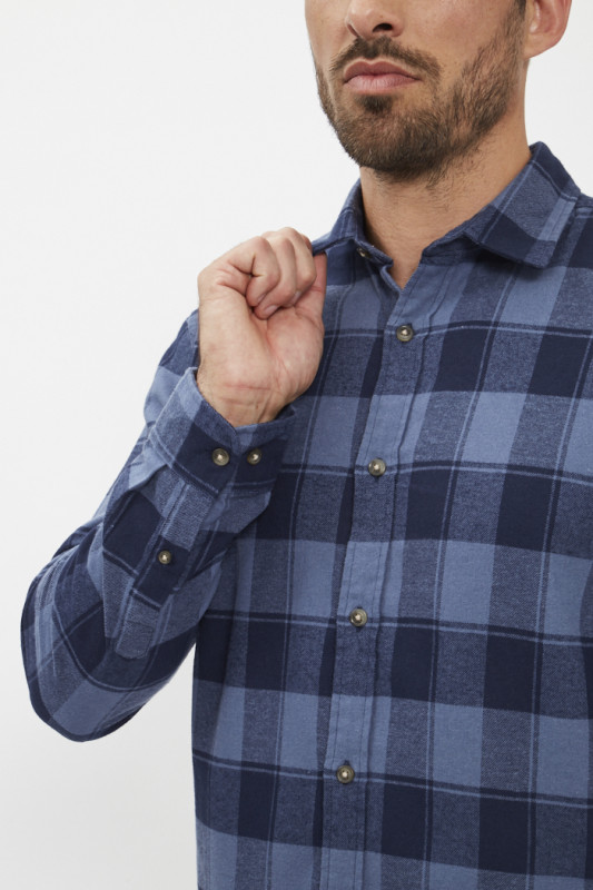 Chemise buffalo à carreaux vintage indigo homme jack & jones col classique