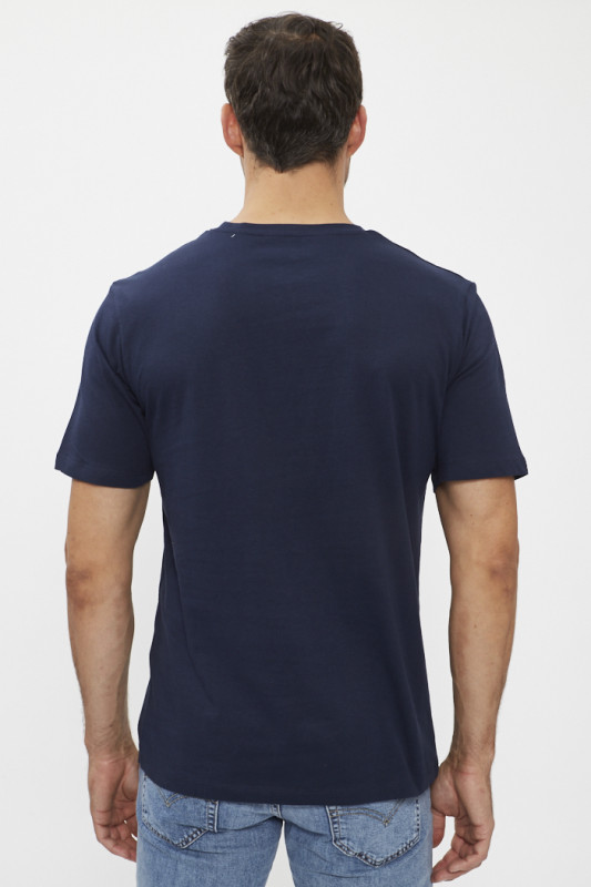 T-shirt bleu marine logo bicolore j&j homme en coton