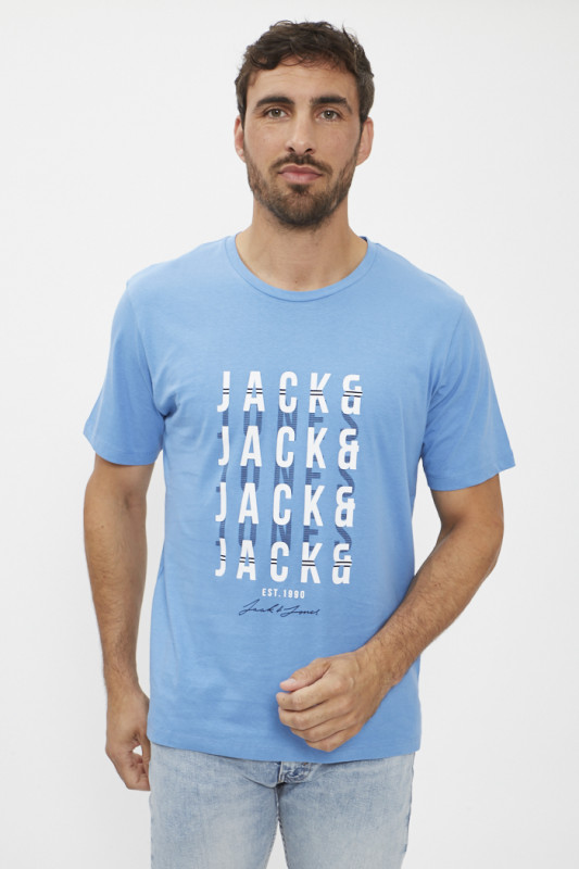 T-shirt bleu pacific logo bicolore homme