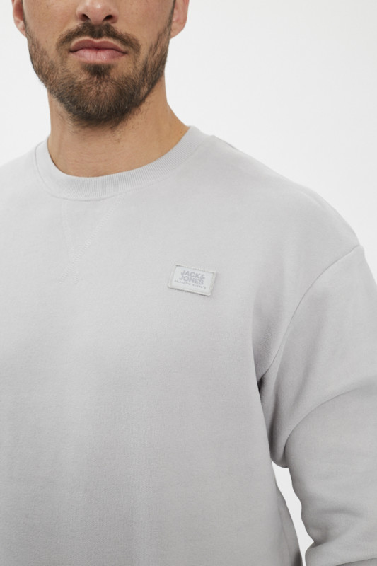 sweat gris ras du cou relaxed fit col rond