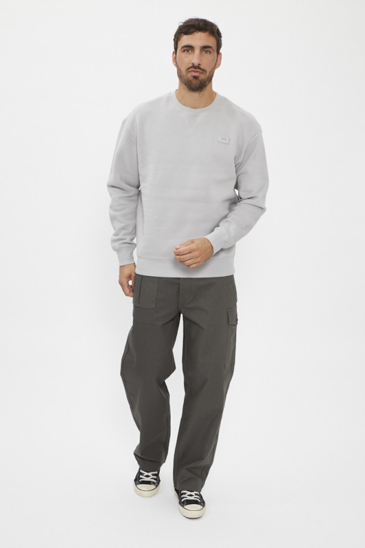 sweat gris ras du cou relaxed fit coton mélangé
