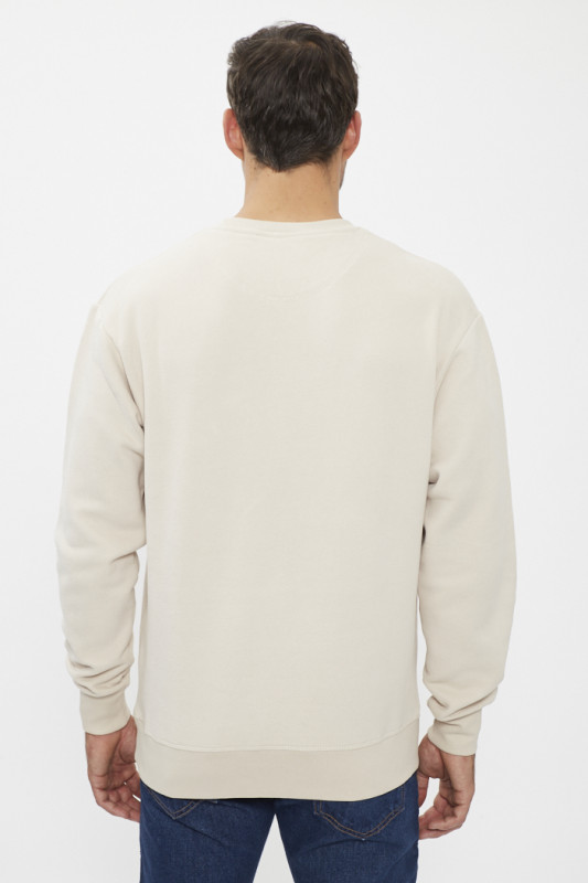 sweat crème ras du cou relaxed fit homme