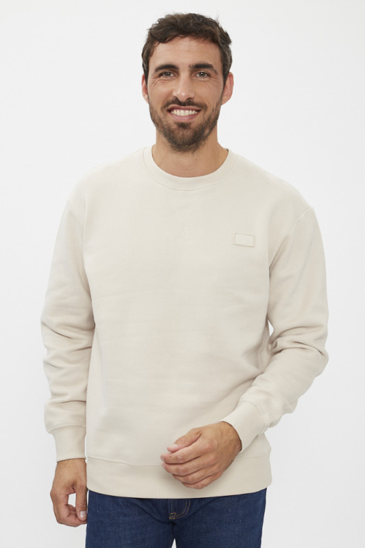 sweat crème ras du cou relaxed fit homme col rond