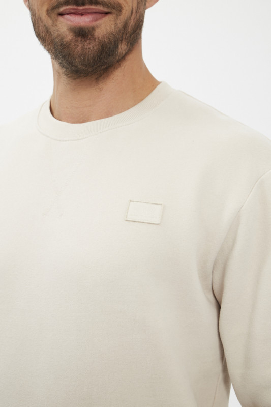 sweat crème ras du cou relaxed fit homme en coton mélangé