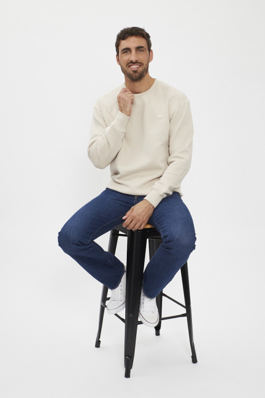 sweat crème ras du cou relaxed fit homme jack & jones en coton mélangé