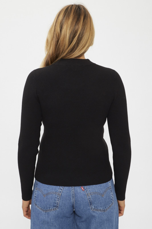 Pull côtelé ras du cou noir caviar femme levi's