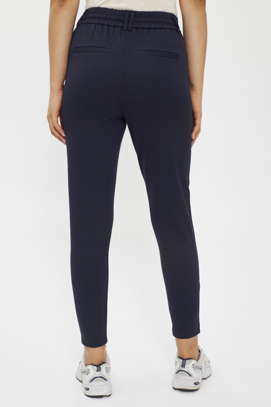 Pantalon regular ceinture élastiquée bleu nuit