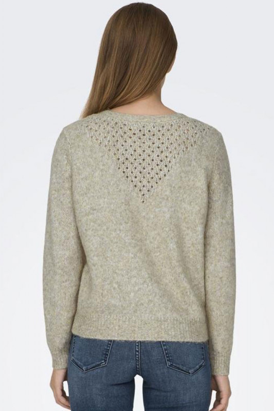 Pull col V beige clair
