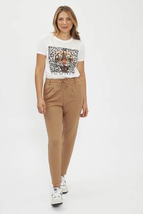 T-shirt blanc imprimé tête de tigre femme JDY